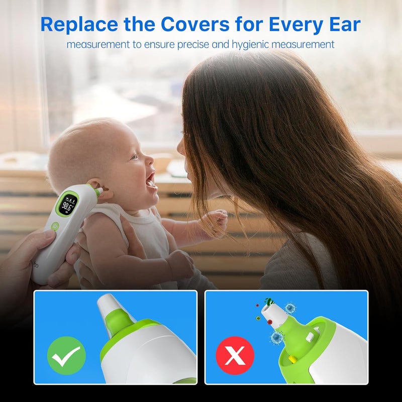 Femometer 100 Pcs Ear themometer Probe Covers/Refill Caps/Lens Filters for Thermometers Models ET108 and ET107, BPA Free Disposable Covers - Image 4